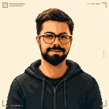 Ritratto pixel art di Stefano Facchin